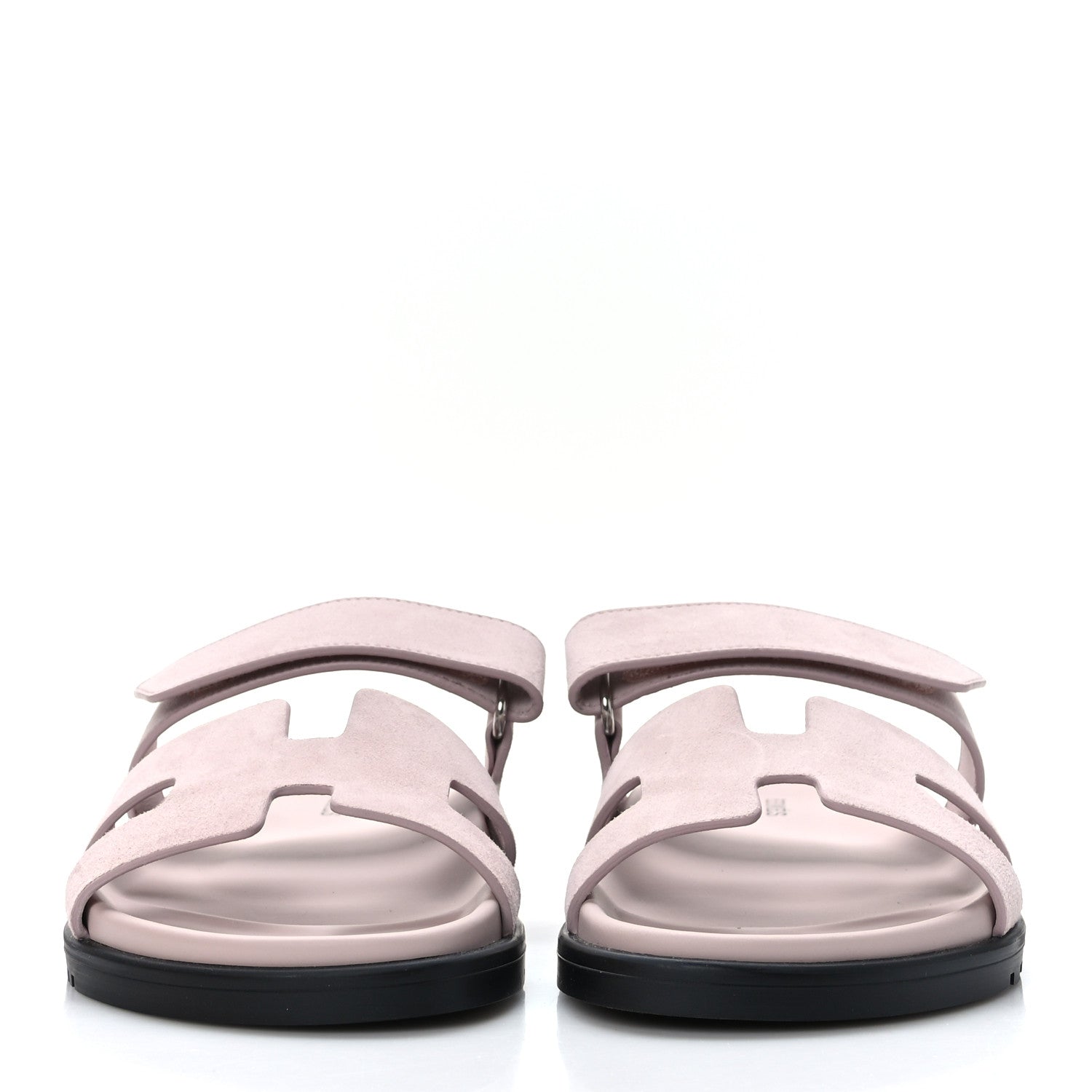 Hermes Suede Goatskin Womens Chypre Sandals 37.5 Rose Porcelaine 2 of 8