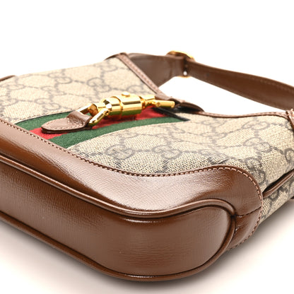Gucci GG Supreme Monogram Azalea Calfskin Web Mini Jackie 1961 Hobo Beige Ebony Brown Sugar 9 of 9