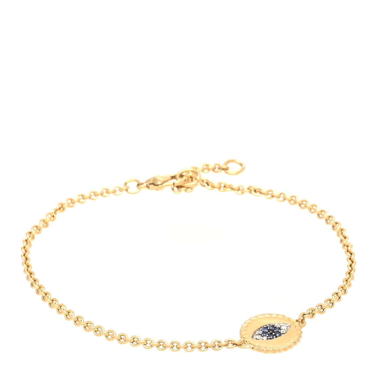 David Yurman 18K Yellow Gold Diamond Blue Sapphire Cable Collectibles Evil Eye Bracelet 1 of 4