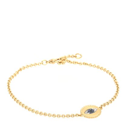 David Yurman 18K Yellow Gold Diamond Blue Sapphire Cable Collectibles Evil Eye Bracelet 1 of 4