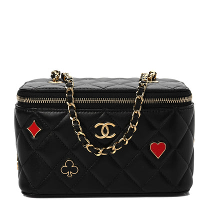 Chanel Lambskin Quilted Enamel Coco Casino Small Vanity Case With Chain Black 1 of 8