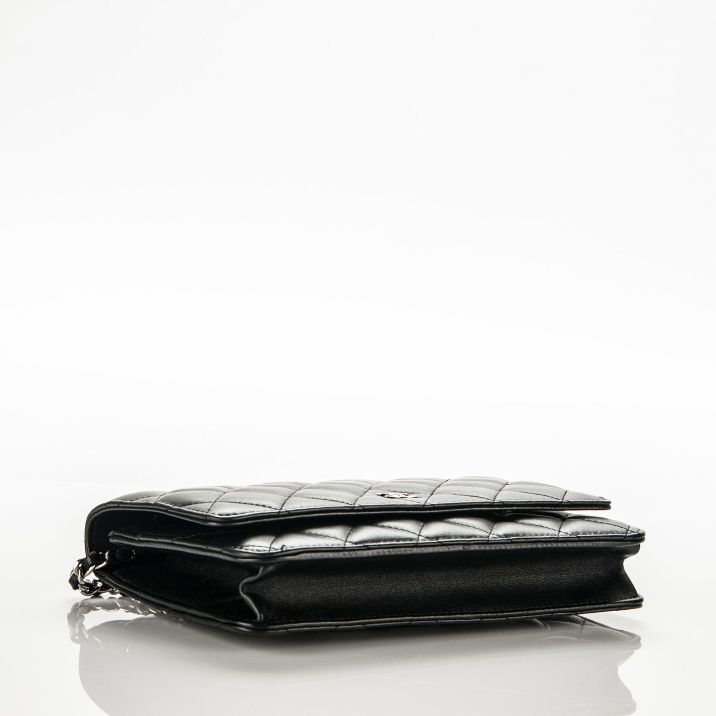 Lambskin Quilted Wallet On Chain WOC Black