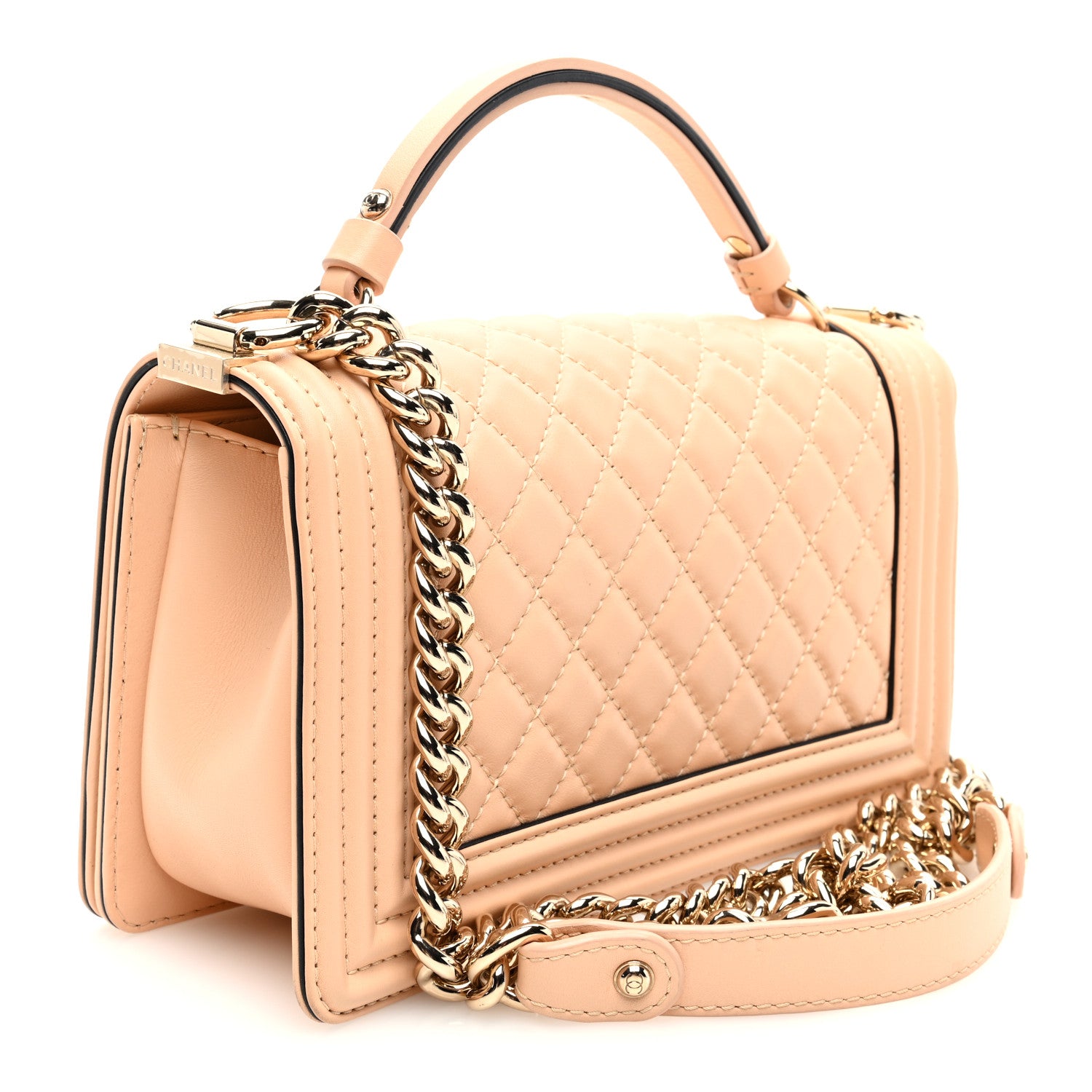 Chanel Calfskin Quilted Medium Top Handle Boy Flap Beige Clair 3 of 10