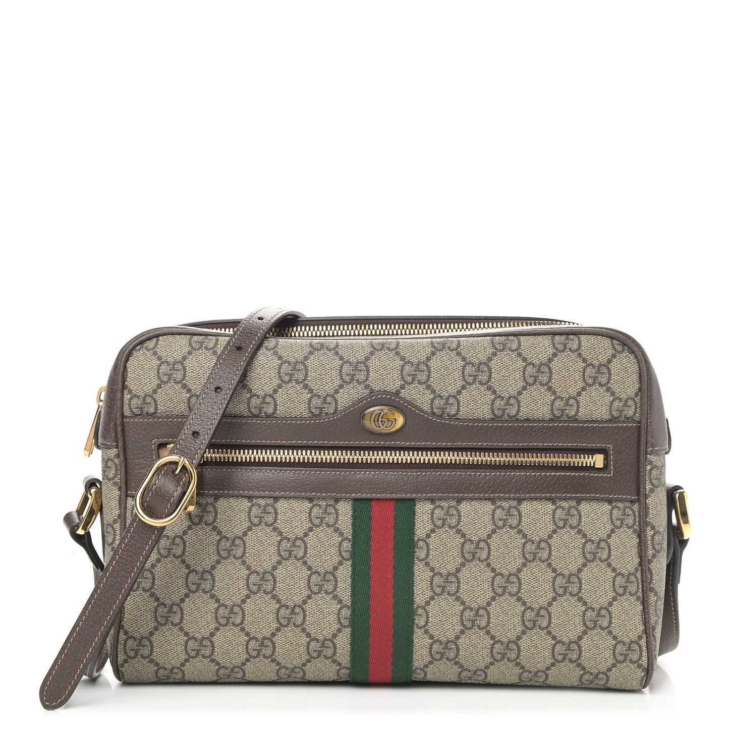 GG Supreme Monogram Web Small Ophidia Shoulder Bag Brown