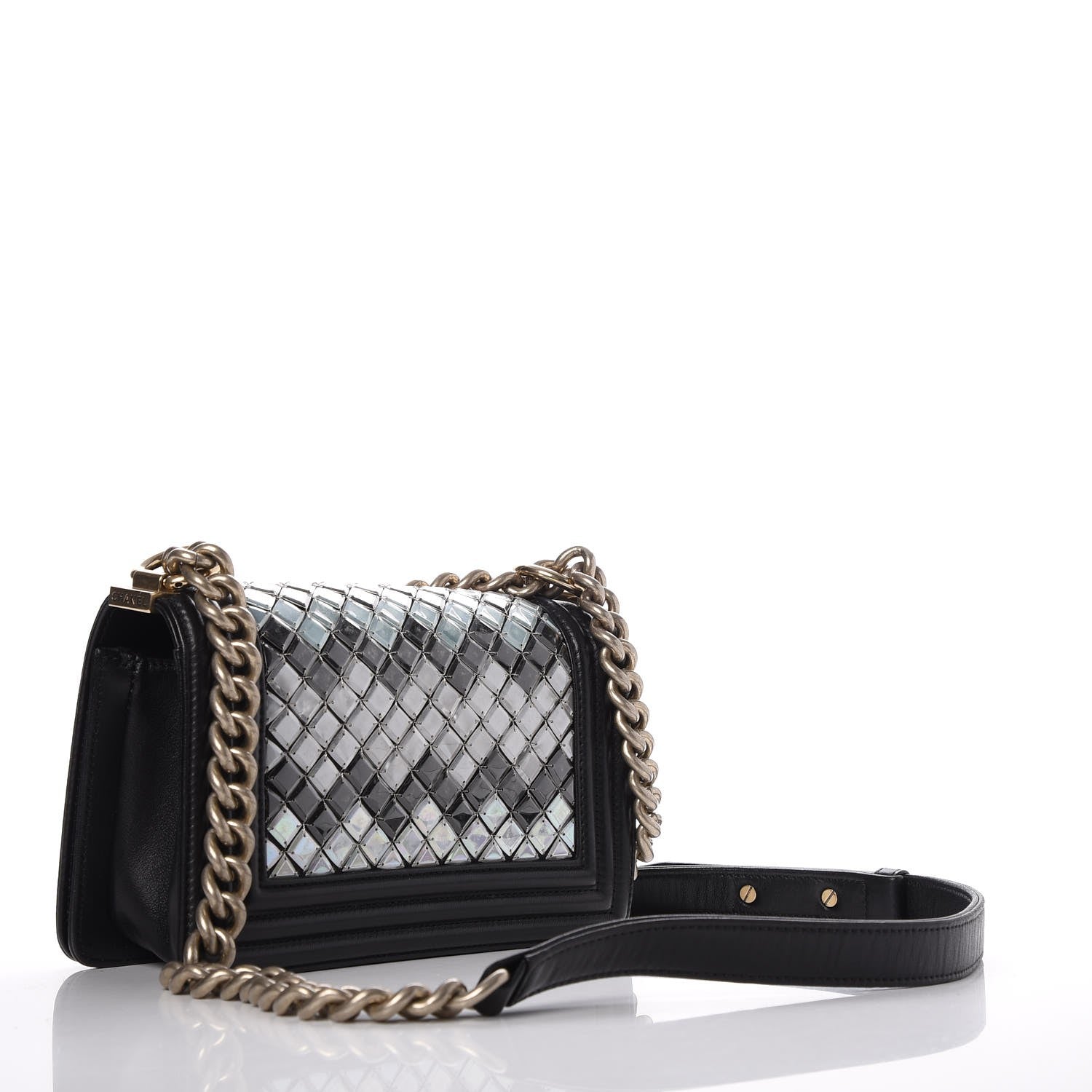 Chanel Lambskin Tile Embroidered Small Brasserie Mosaic Boy Flap Black Multicolor 3 of 8