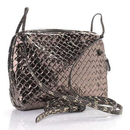 Bottega Veneta Metallic Ayers Intrecciato Nodini Crossbody Messenger Pewter 3 of 9