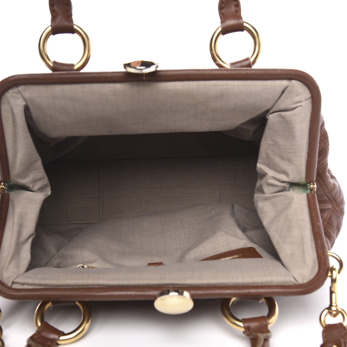 Calfskin Quilted Stam Brown