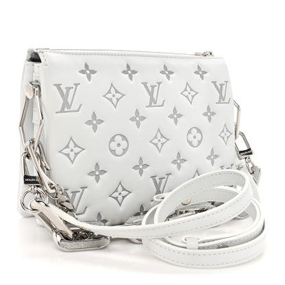 Louis Vuitton Lambskin Embossed Monogram Coussin BB  White Silver 3 of 11
