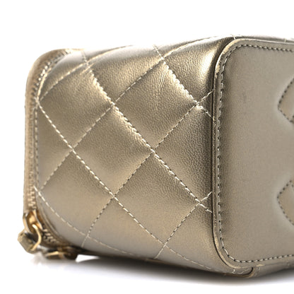 Chanel Metallic Lambskin Quilted Small CC Dynasty Vanity Case With Chain Gold 10 of 11