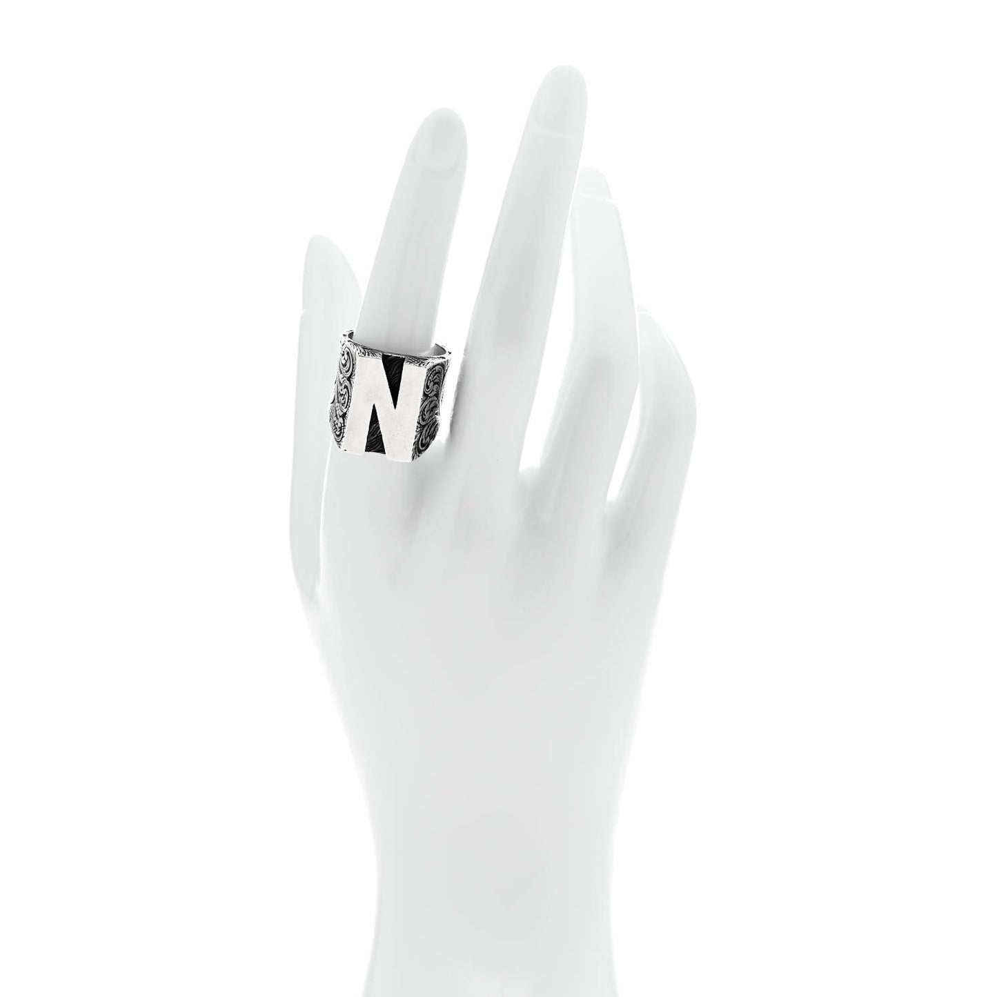 Sterling Silver Letter N Ring 57 8