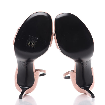 Saint Laurent Lizard Calfskin Embossed Jane 80 Ankle Strap Sandals 38.5 Pale Pink 5 of 9