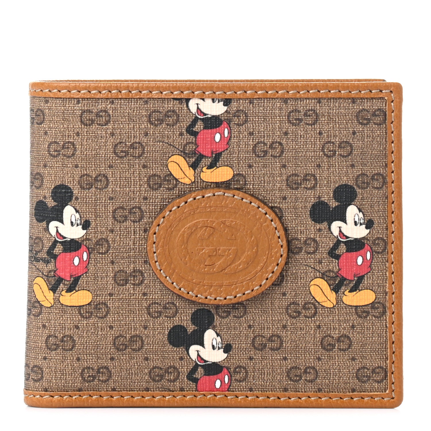 Gucci X DISNEY Mini Vintage GG Supreme Monogram Mickey Mouse Wallet Beige Vintage Sun Oil 1 of 8