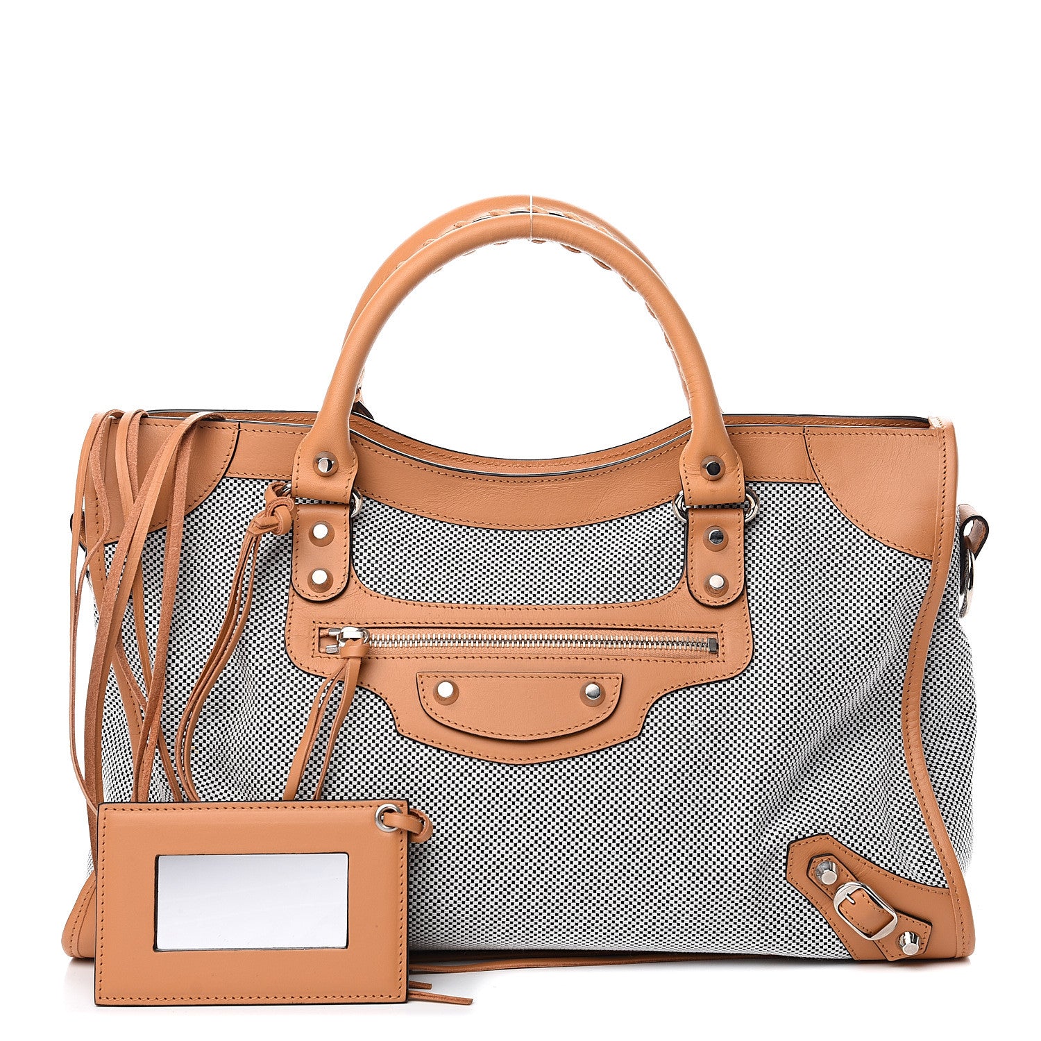Balenciaga Calfskin Twill Perforated Classic Hardware City Tan 1 of 12