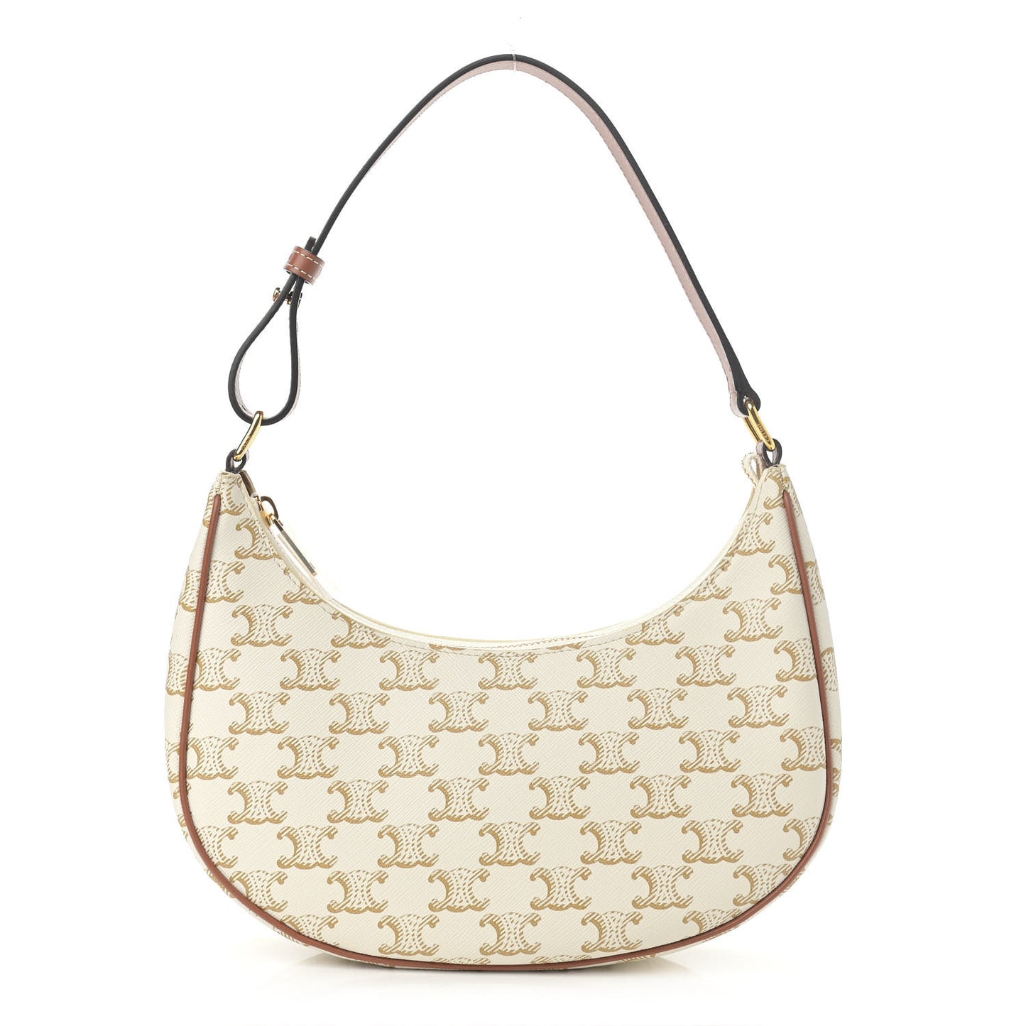 Canvas Calfskin Ava Triomphe Shoulder Bag White