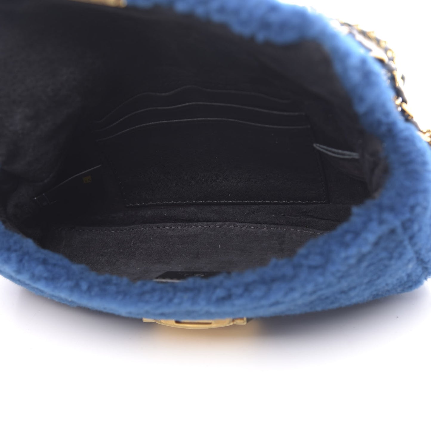 Shearling Nappa Mini Be Baguette Shoulder Bag Blue Black