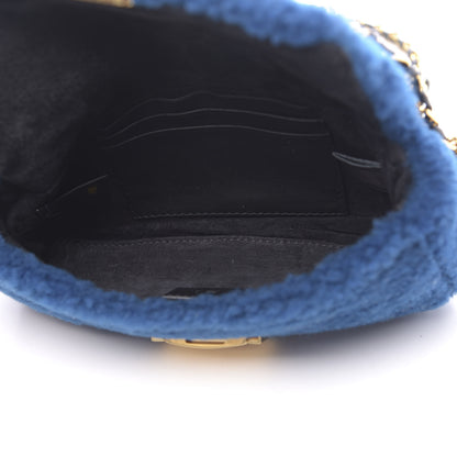 Fendi Shearling Nappa Mini Be Baguette Shoulder Bag Blue Black 5 of 11