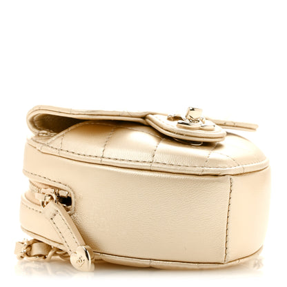 Chanel Metallic Lambskin Quilted CC In Love Heart Waist Belt Bag With Chain Gold 4 of 13