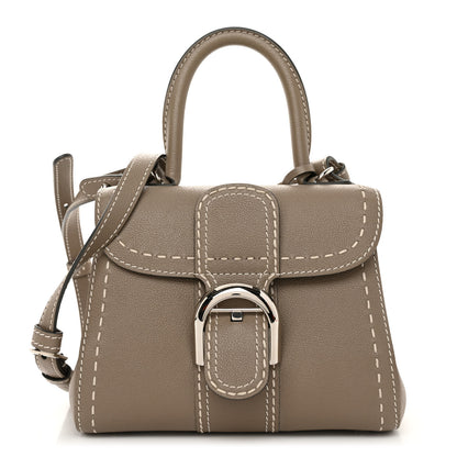 Delvaux Grained Rodeo Calfskin Surpique Mini Brillant Satchel Tourterelle Ivory 1 of 10