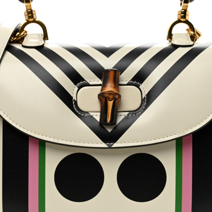 Gucci Calfskin Web Geometric Print Small Bamboo 1947 Top Handle Bag White Multicolor 8 of 12