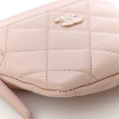 Chanel Caviar Quilted Zip Card Holder Wallet Light Beige 9 of 11
