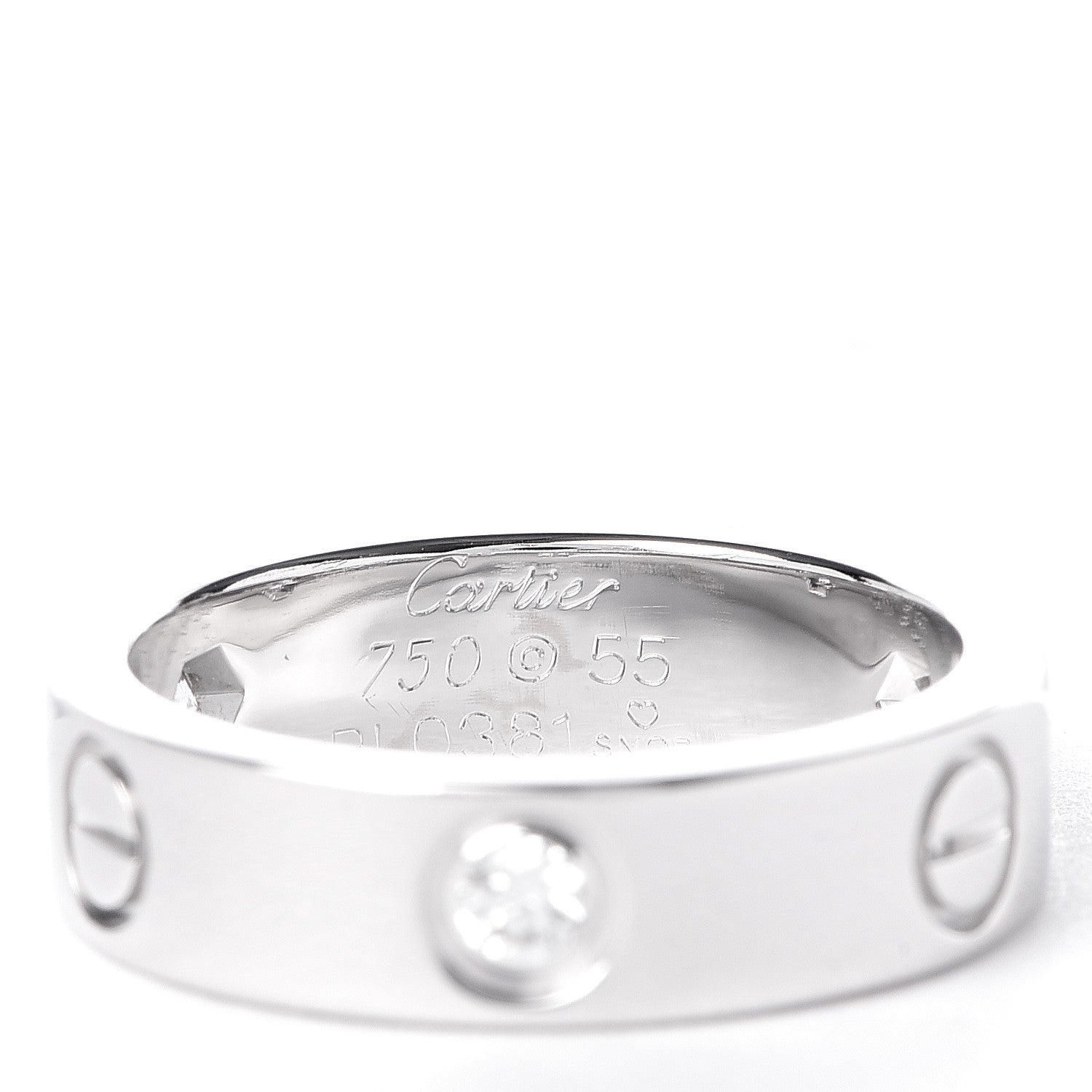 Cartier 18K White Gold 3 Diamond 5.5mm LOVE Ring 55 7.25 4 of 5