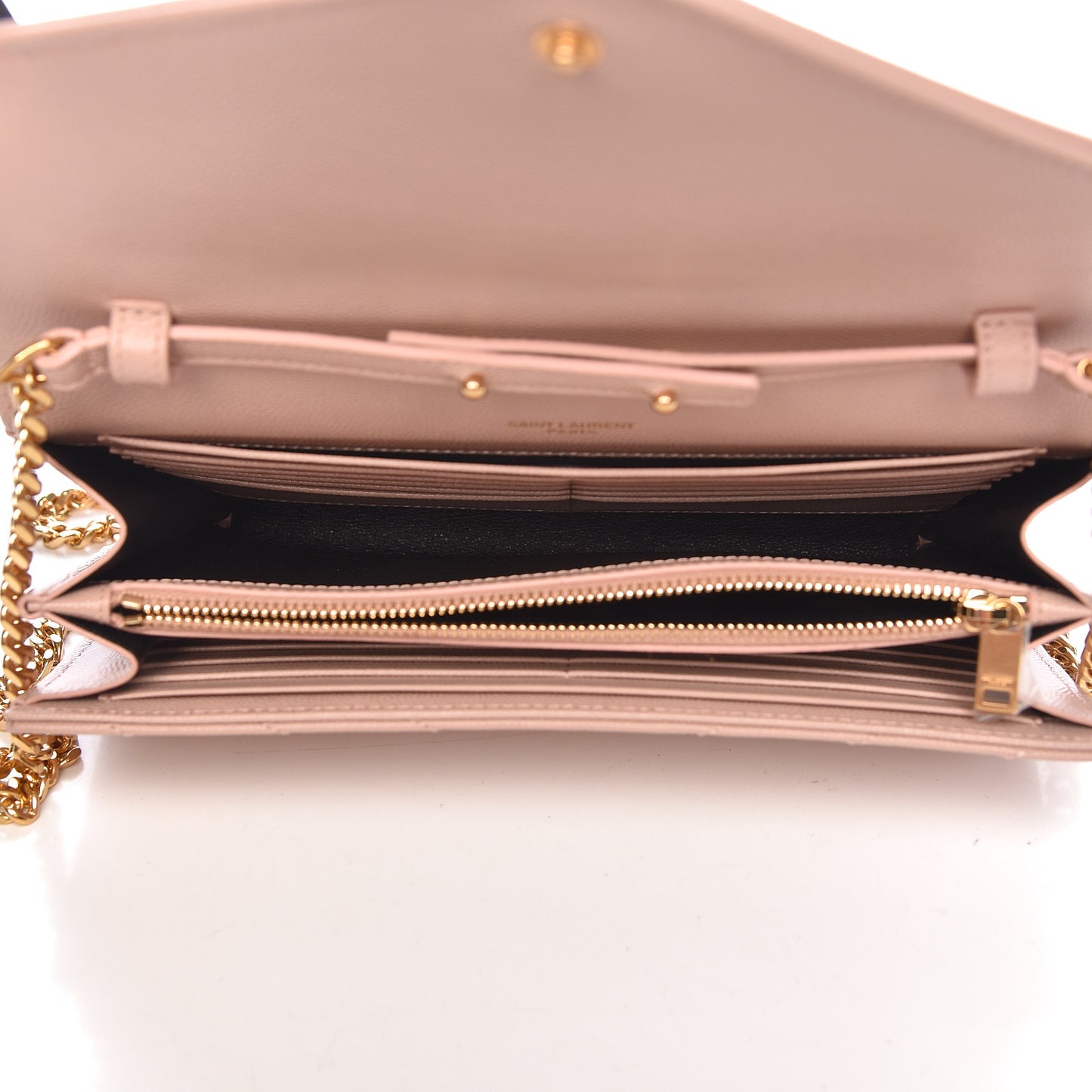 Grain De Poudre Matelasse Chevron Monogram Chain Wallet Pale Pink
