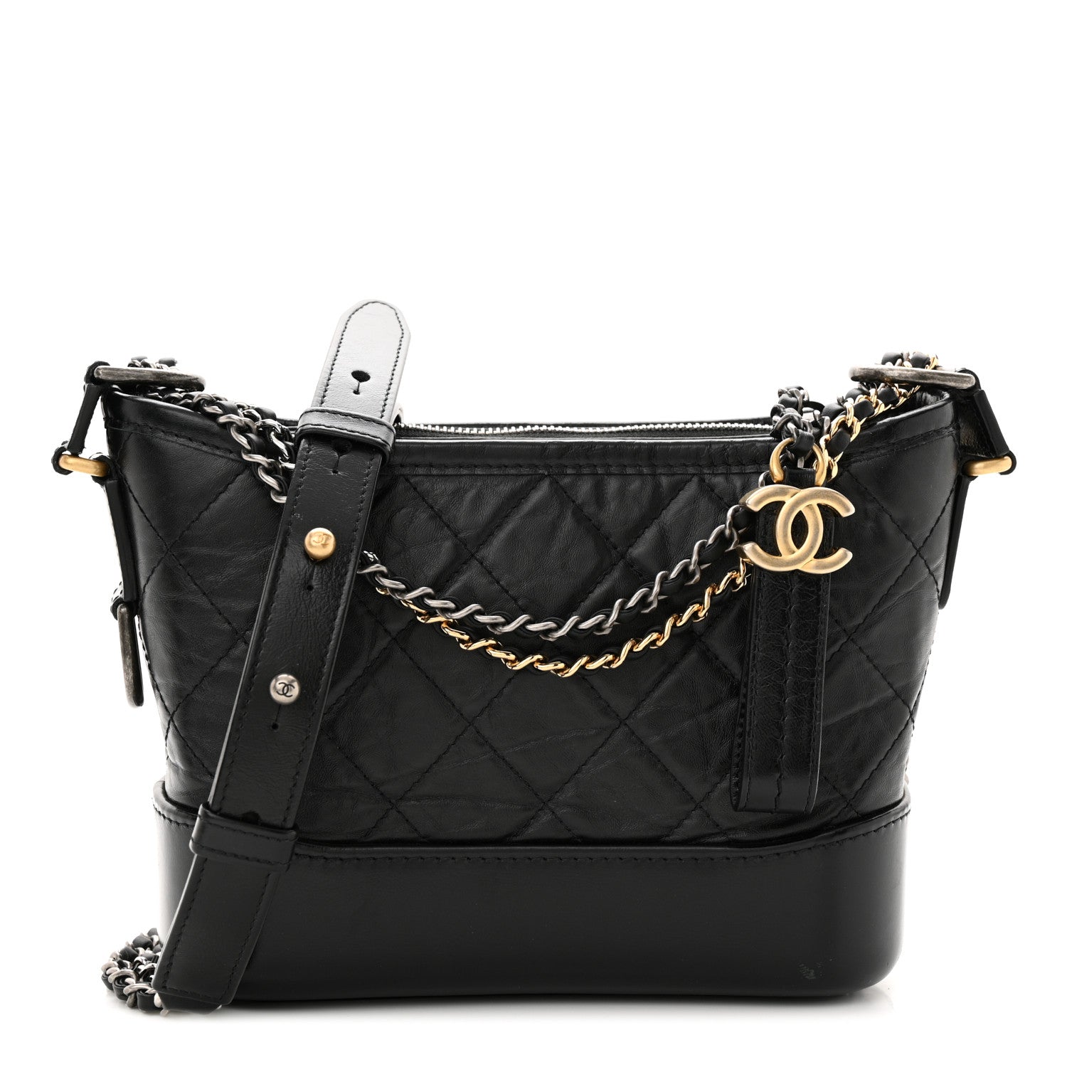 Chanel Aged Calfskin Quilted Small Gabrielle Hobo Black 1 of 13