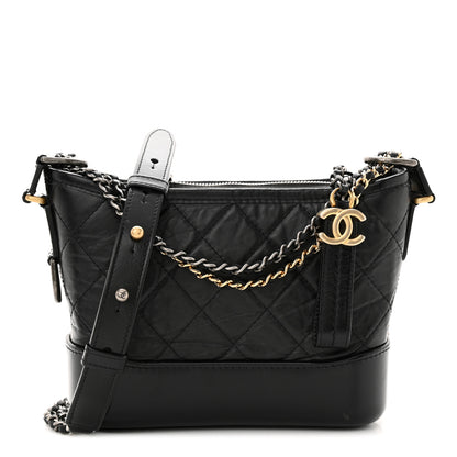 Chanel Aged Calfskin Quilted Small Gabrielle Hobo Black 1 of 13