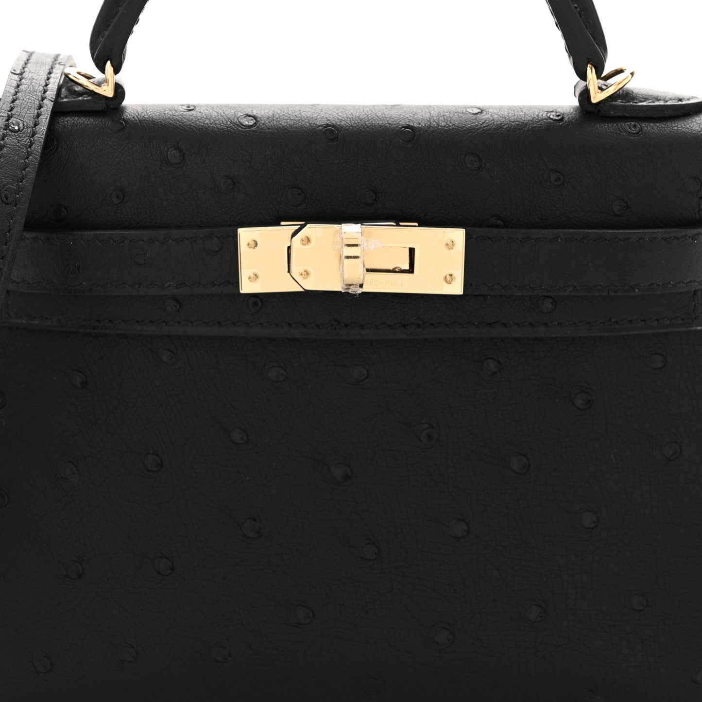Ostrich Kelly Sellier Mini 20 Black