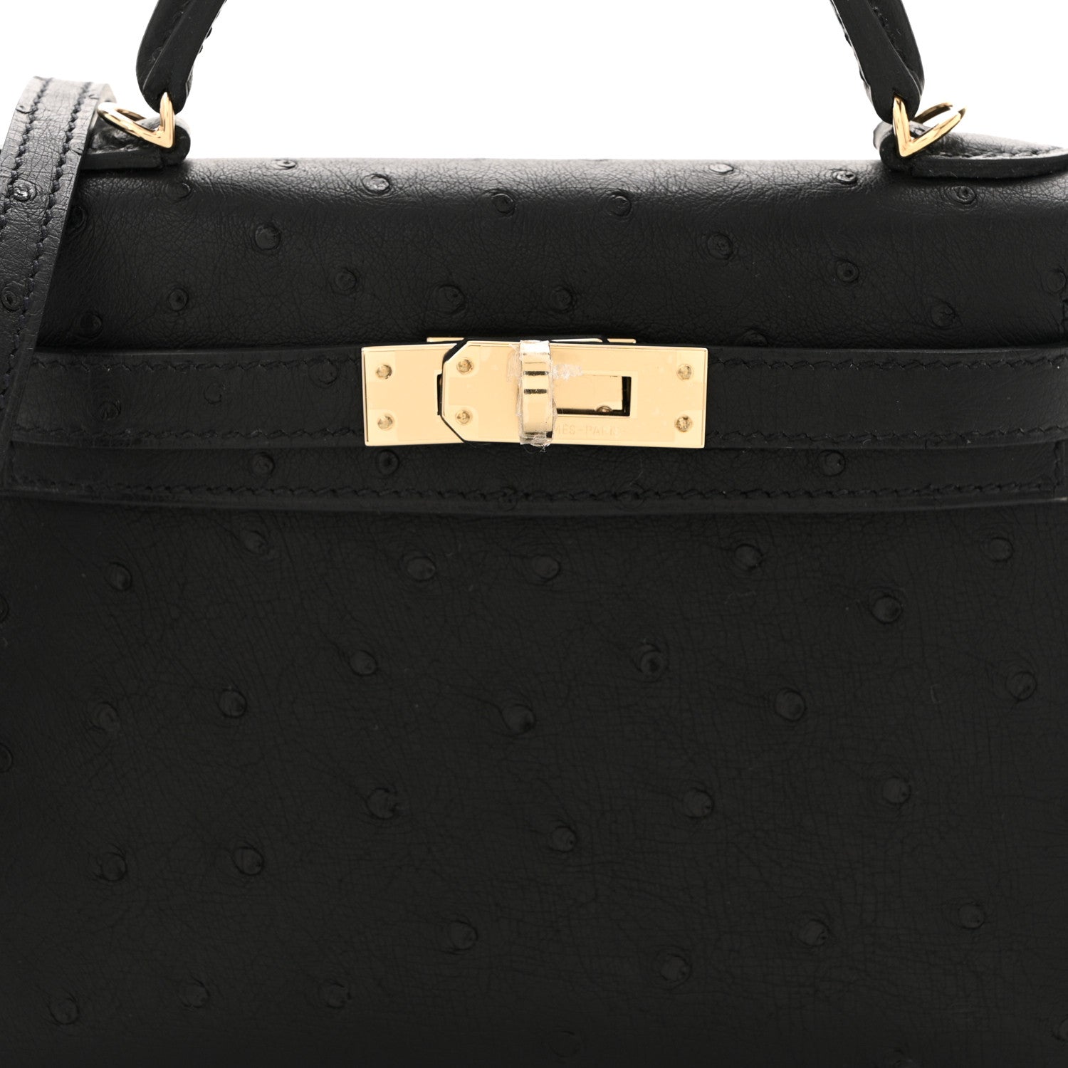 Hermes Ostrich Kelly Sellier Mini 20 Black 8 of 11
