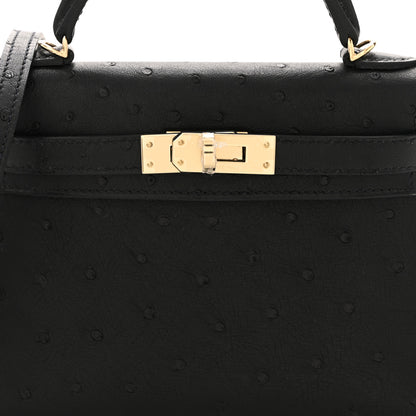 Hermes Ostrich Kelly Sellier Mini 20 Black 8 of 11