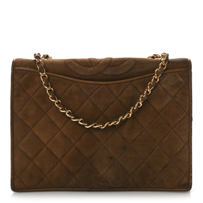 Chanel Suede Quilted CC Shoulder Bag Brown 1 of 15