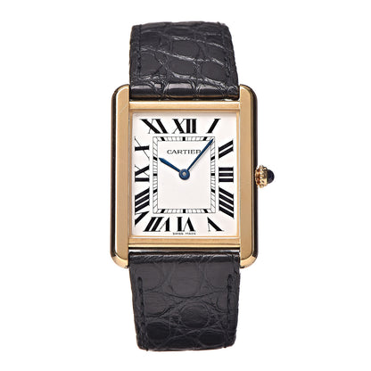 Cartier Stainless Steel 18K Yellow Gold Alligator 27mm Tank Solo Quartz Watch 1 of 8