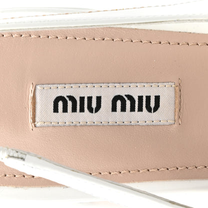 Miu Miu Patent Calfskin Chain Pearl Slingback Pumps 37.5 Ivory Black 8 of 9