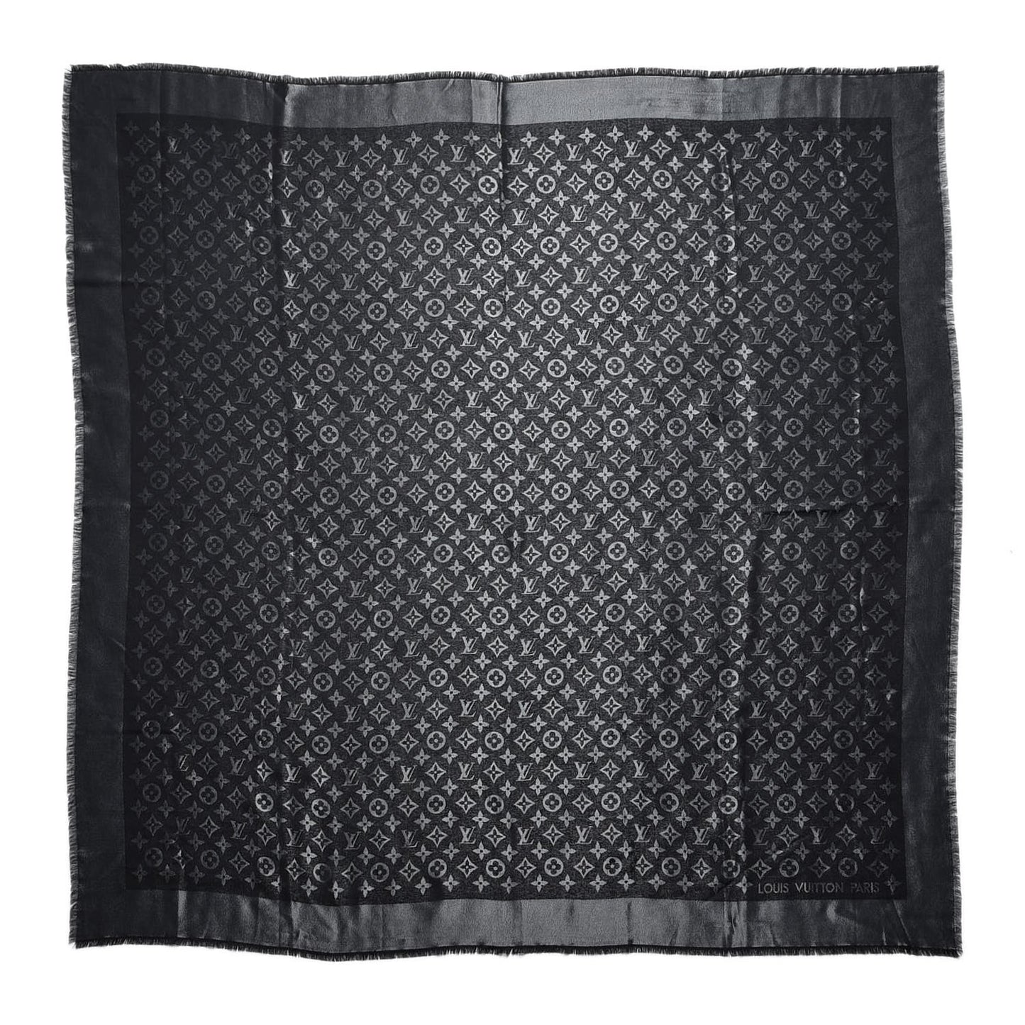 Silk Lurex Wool Monogram Shine Shawl Black