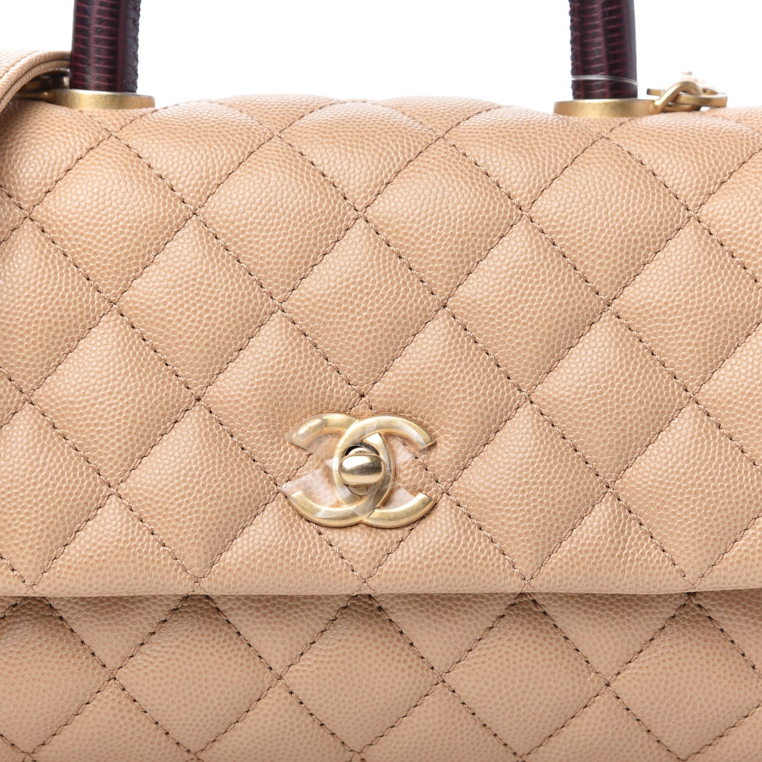 Chanel Caviar Lizard Embossed Quilted Mini Coco Handle Flap Beige 10 of 11