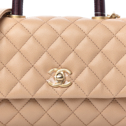 Chanel Caviar Lizard Embossed Quilted Mini Coco Handle Flap Beige 10 of 11