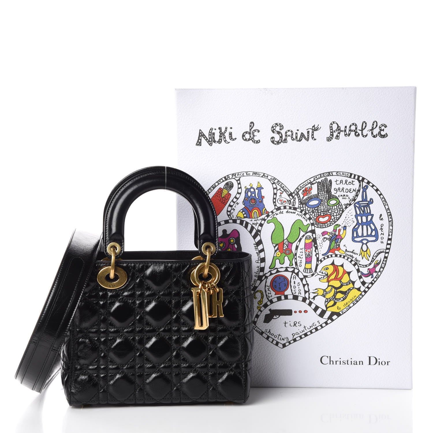 Christian Dior Crinkled Patent Cannage Small Lucky Badges My Lady Dior Black 7 of 7
