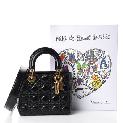 Christian Dior Crinkled Patent Cannage Small Lucky Badges My Lady Dior Black 7 of 7