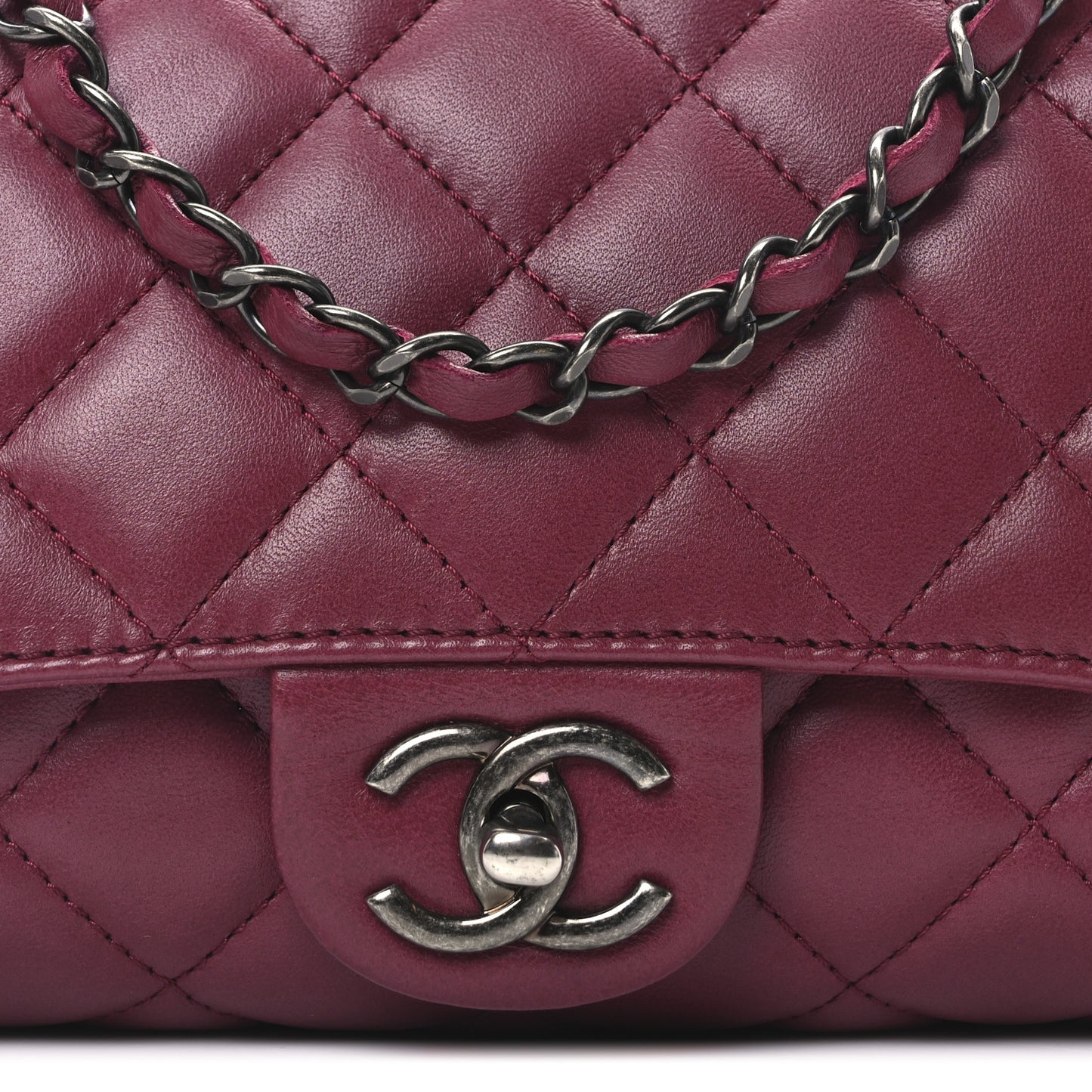 Lambskin Quilted Jumbo Grocery By Chanel Drawstring Shopping Bag Dark Pink