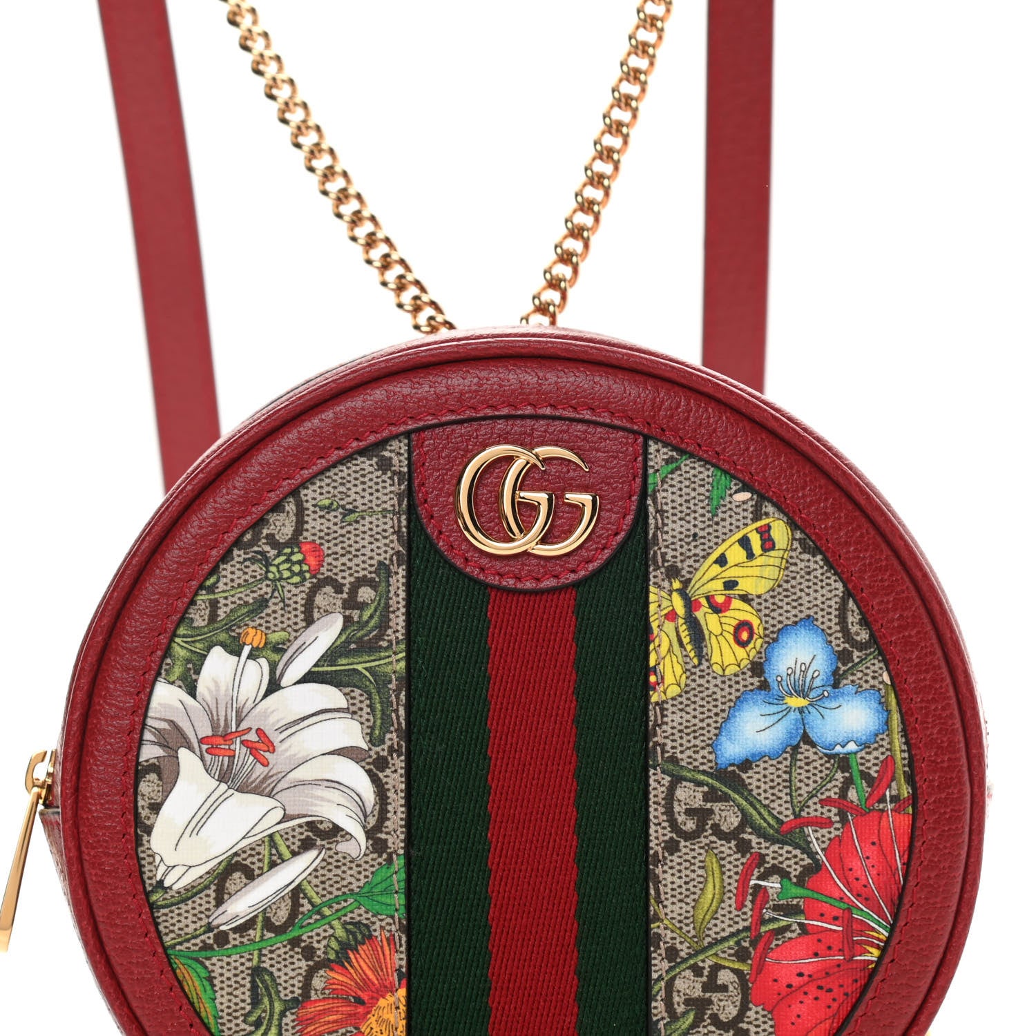 Gucci GG Supreme Monogram Web Flora Mini Ophidia Round Backpack Red 8 of 10