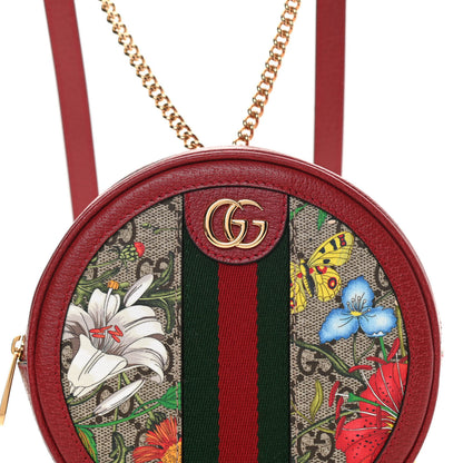 Gucci GG Supreme Monogram Web Flora Mini Ophidia Round Backpack Red 8 of 10
