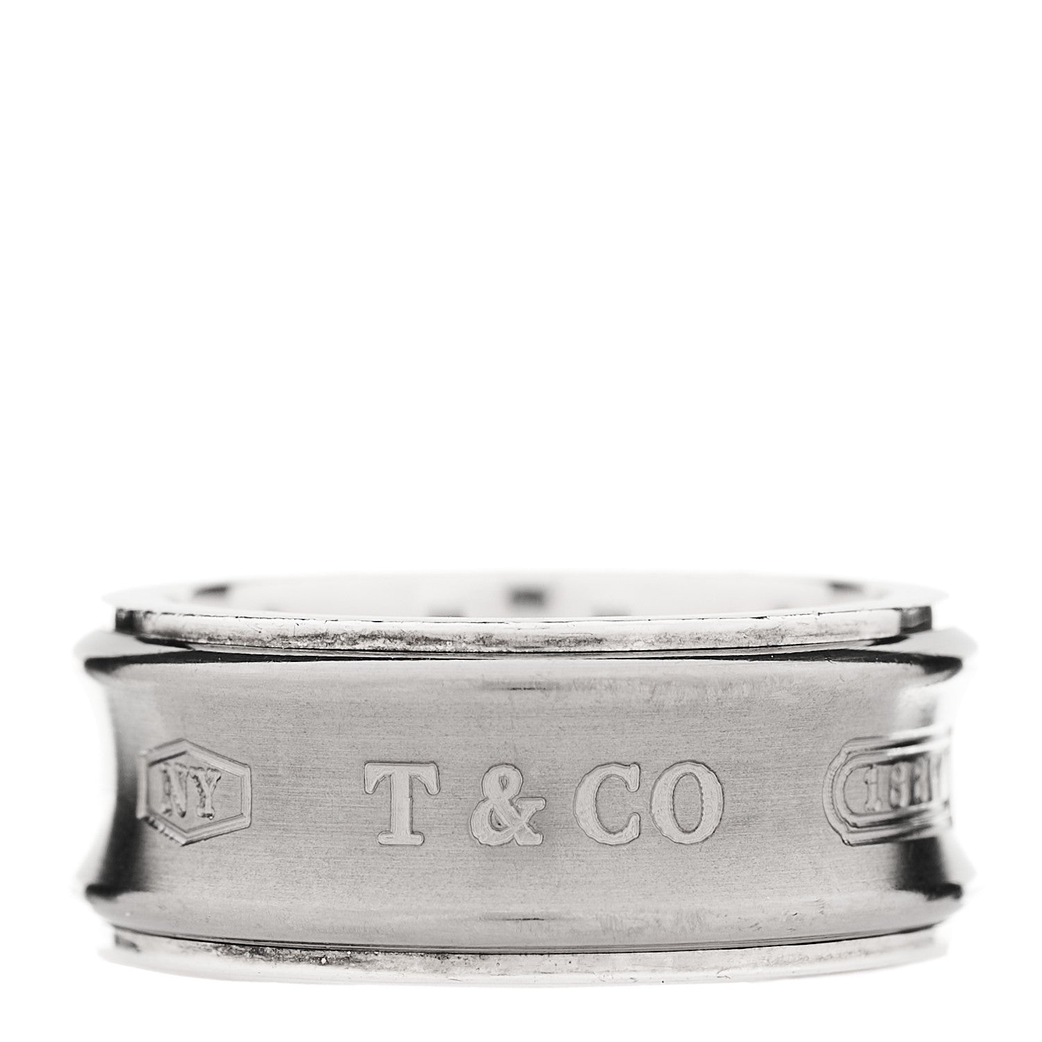 Tiffany Sterling Silver Titanium 1837 Band Ring 53 6.5 1 of 5