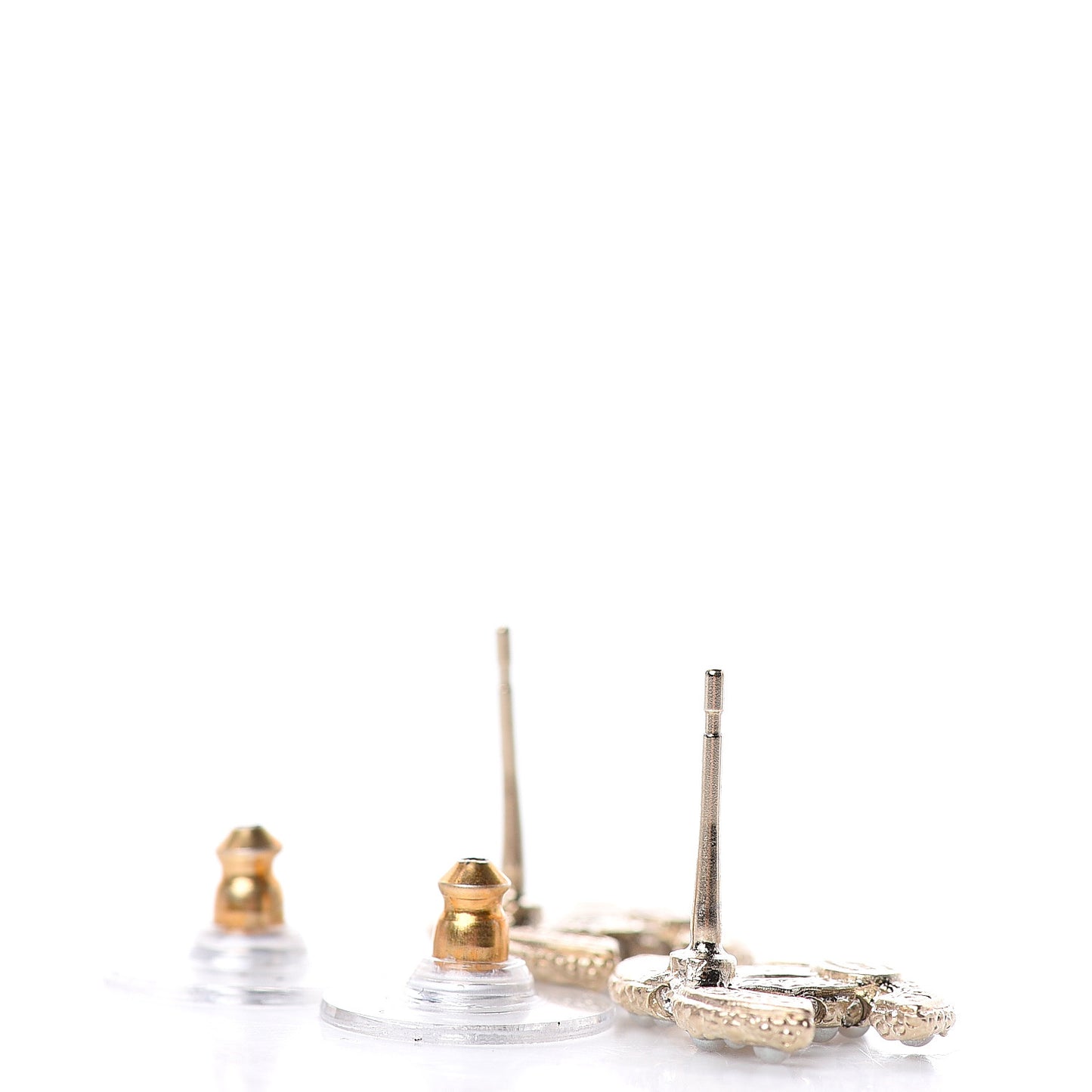Metal Graduated Pearl Crystal CC Earrings Light Gold