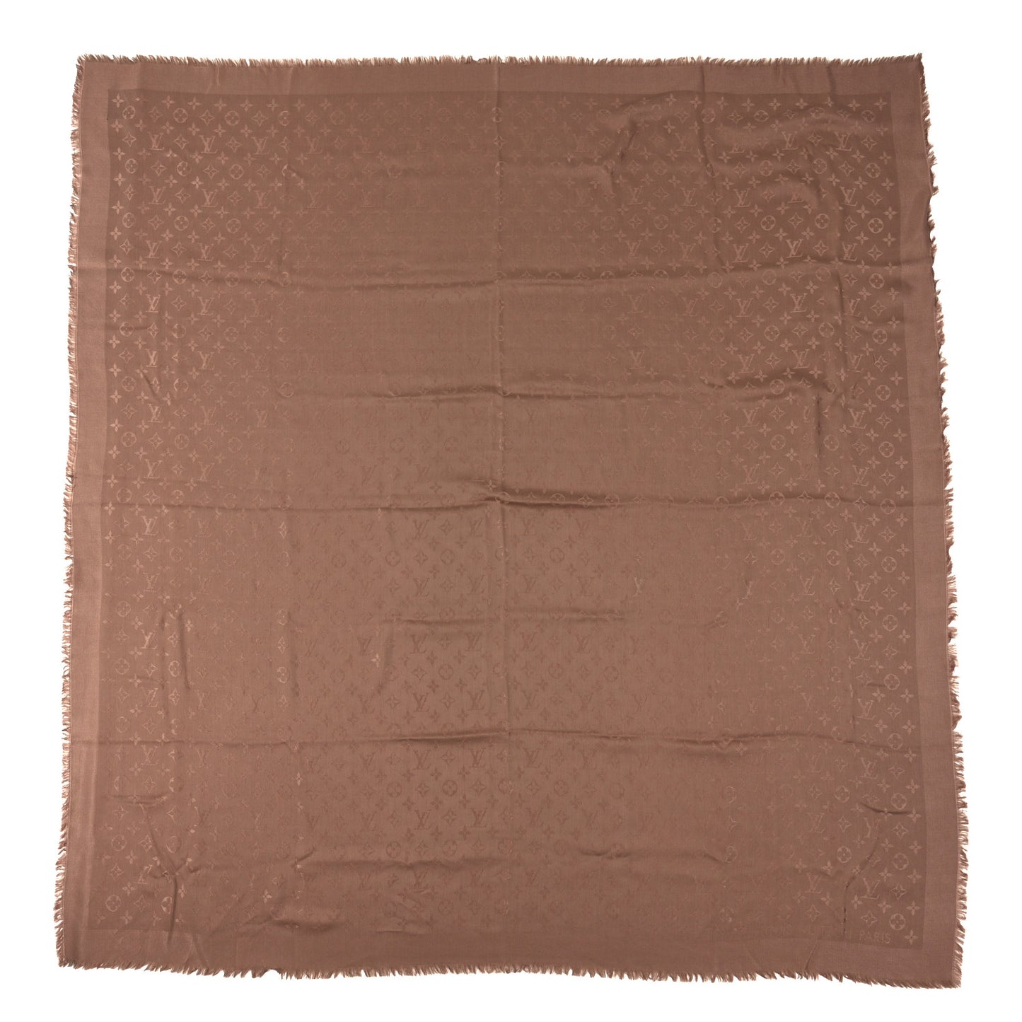 Silk Wool Monogram Shawl Cappuccino