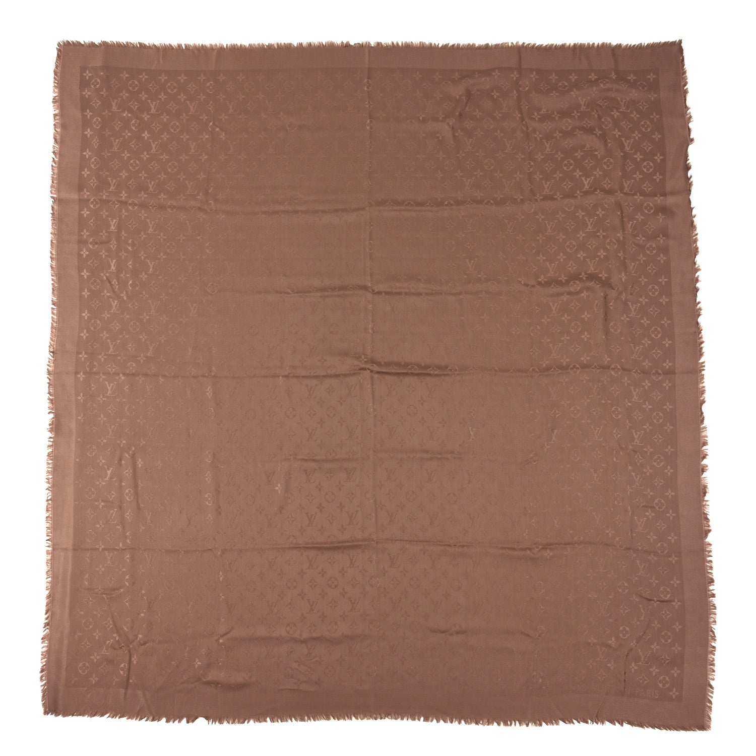 Louis Vuitton Silk Wool Monogram Shawl Cappuccino 1 of 4
