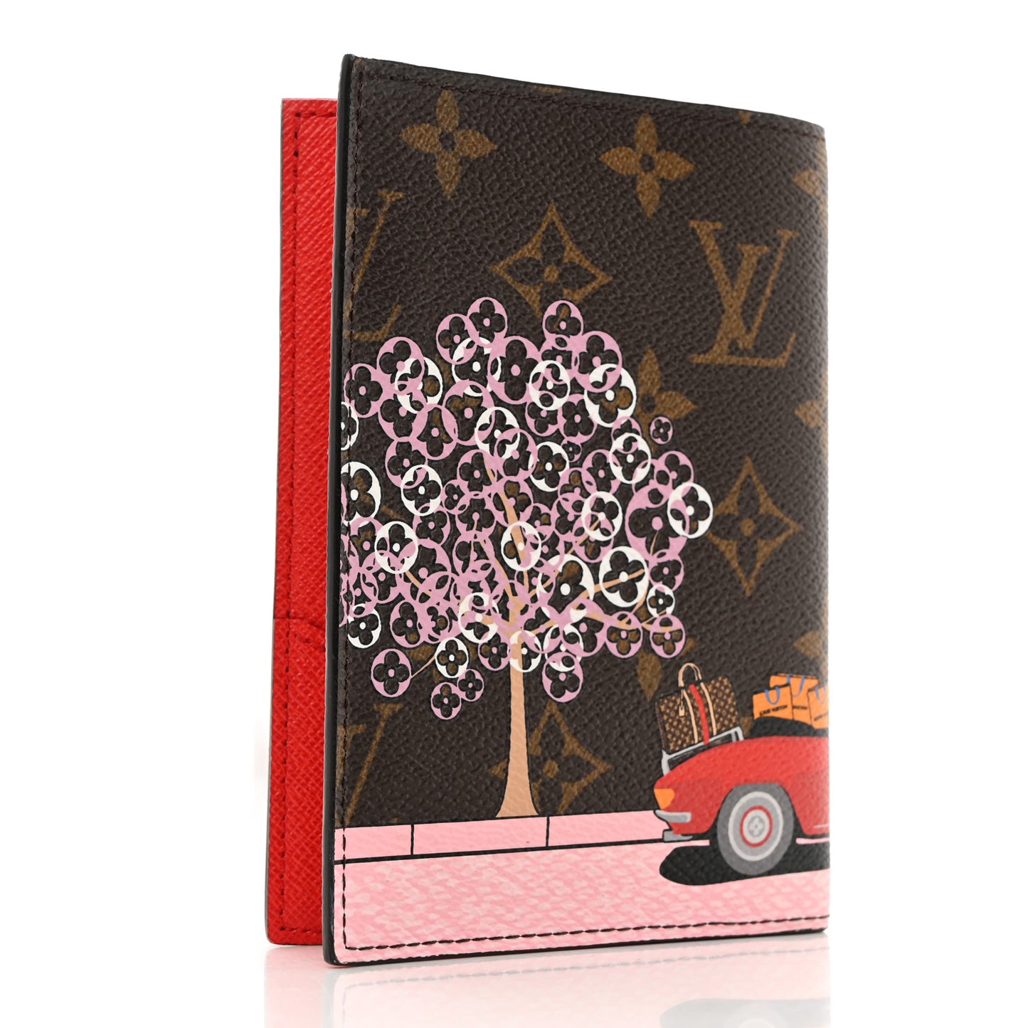 LOUIS VUITTON Monogram 2019 Christmas Animation Passport Cover Rouge