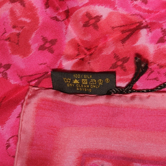 Louis Vuitton Silk Monogram Ikat Summer Square Scarf Rose Indien 5 of 5