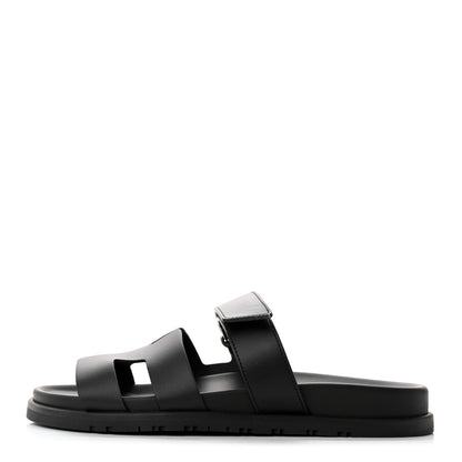 Hermes Calfskin Womens Chypre Sandals 39 Black 1 of 15