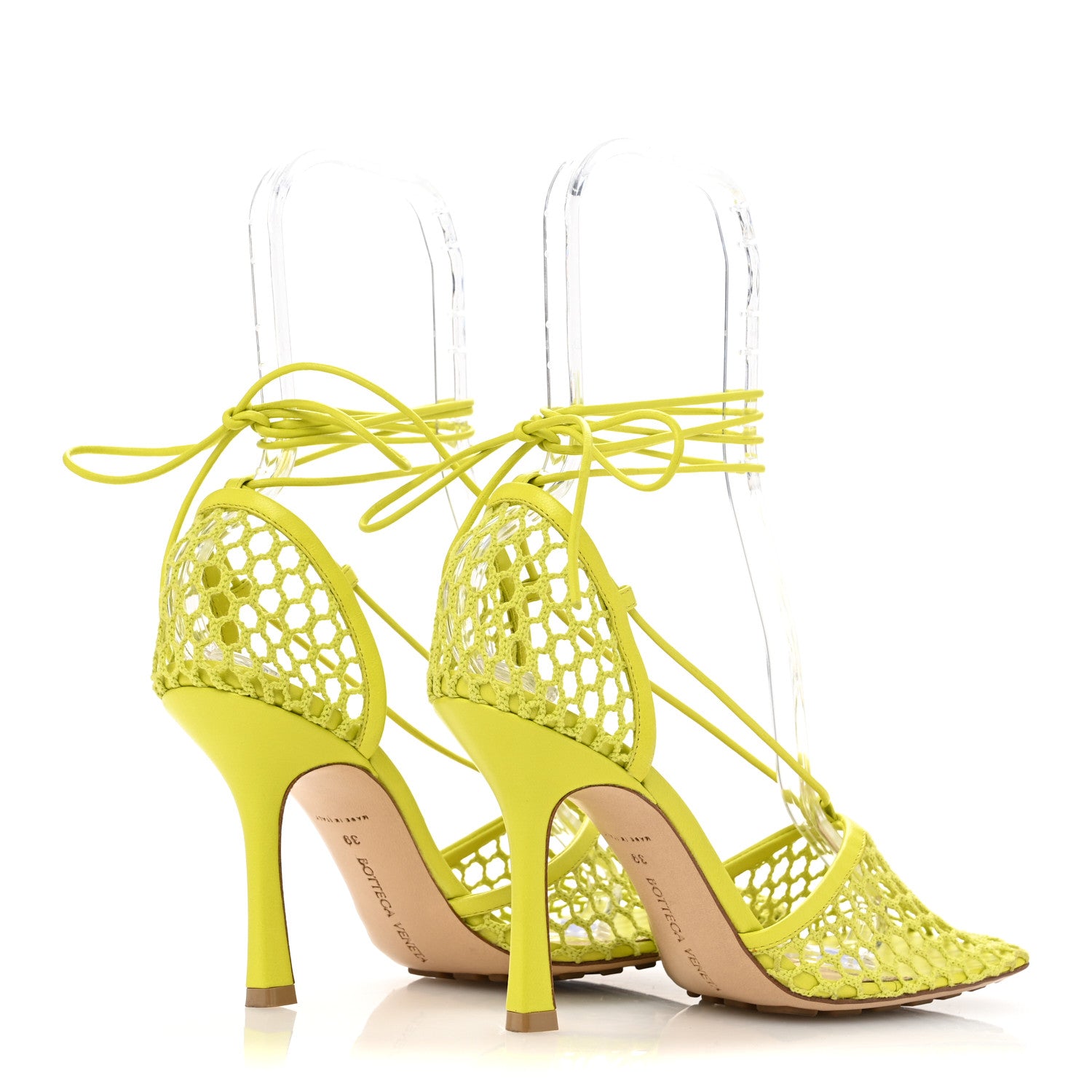 Bottega Veneta Mesh Nappa Stretch Ankle Tie Sandals 39 Kiwi 5 of 10